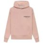 pink fear of god essentials hoodie