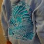 Pink Palm Puff Hoodie Blue