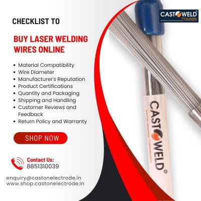 Laser welding wires come in various diameters to suit different applications. The diameter of the wire directly affects the heat input and penetration of the weld. Thinner wires (e.g., 0.5mm to 1.5mm) are ideal for delicate applications like electronics or jewelry, while thicker wires (e.g., 2mm and above) are better suited for heavy-duty industrial tasks. Review the specifications of your welding machine and project requirements to choose the correct wire diameter.
To get more information, visit 

https://shop.castonelectrode.in/product-category/laser-welding-wires/