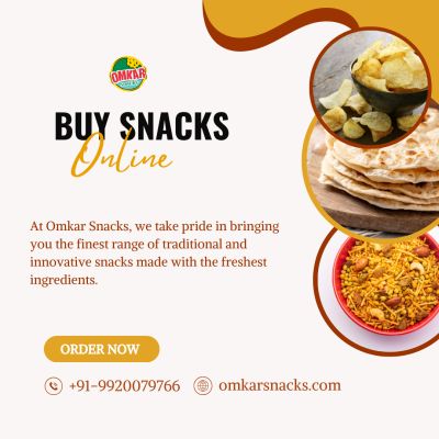 Whether you're craving something spicy, sweet, or savory, our snacks are perfect for every mood and occasion. Why wait? Buy snacks online from Omkar Snacks today and treat yourself to the flavors you love. Fast delivery, easy ordering, and irresistible taste – all in one place!